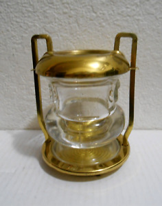 vintage  Brass & Clear Glass Toothpick Holder unbranded