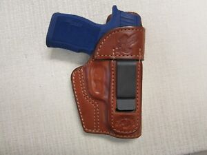 Fits SIG P365 XL IWB, right hand formed BROWN leather holster WITH SWEAT SHIELD
