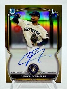 New Listing2023 Bowman Chrome AUTO # /50 CARLOS RODRIGUEZ GOLD REFRACTOR