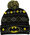 Batman Batman Logo Argyle Design Cuff Pom Beanie