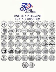 1999-2008 US State Quarters Complete Set of 50 P&D Mixed
