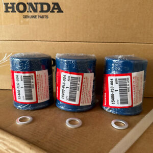 3 Honda Genuine Oil Filters WITH Drain Plug Washer 15400-PLC-004 NEW SEALEDD