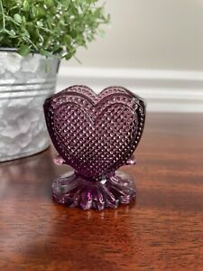 New ListingVintage Degenhart Glass Amethyst Purple Heart Toothpick Holder No Mark Pre-1972