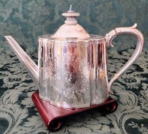 Sterling Silver Victorian 'Can Shape' Tea or Coffee Pot, Elkington 1870's
