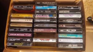 Lot 25 Vintage Cassette Tapes With Portable Case