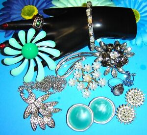 Vintage Jewelry Lot Bracelet, Brooches, rings, Earrings Sarah Coventry   A-608
