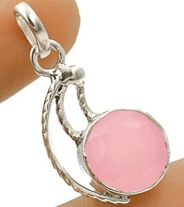 Natural Rose Quartz 925 Solid Sterling Silver Pendant Jewelry K16-2