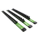 ABN Green Aluminum Socket Organizer Holder Rail 3pc and Clips 1/4