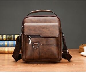Vintage Men's Leather Crossbody Sling Bag Business Travel Messenger Bag