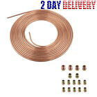 25Ft 3/16'' Brake Line Tubing Kit Copper-Plated Pipe Coil w/ 16pcs Fitting