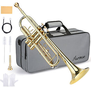 BB TRUMPET- STUDENT BAND TRUMPETS BRASS INSTRUMENT WITH HARD CASE FOR BEGINNER