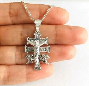 925 Silver Caravaca Cross Necklace 18