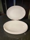 Set 4 VTG Fire King White Milk Glass Oval Serving Platters Dinner Plates 12”x9”