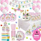 Unicorn Birthday Supplies With Headband, tableware, balloons and more