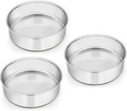 E-Far 6 Inch Cake Pan Set of 3,Stainless Steel round Smash Cake Baking Pans Tins