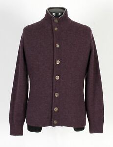 $3295 BRUNELLO CUCINELLI 100% Cashmere Thick Cardigan Sweater - Purple - 52 M