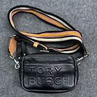 Tory Burch Perry Double Zip Mini Bag Black Crossbody Shoulder Bag Big Logo
