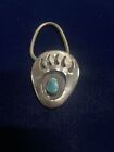 Navajo Sterling Silver & Turquoise Bear Claw Key Chain Signed B