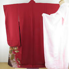 Furisode Kimono Silk Origami crane Kemari pattern Red 65.7inch Women's