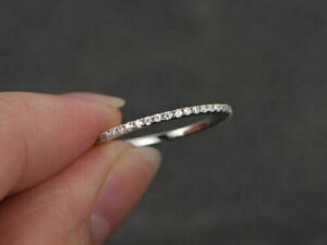1Ct Lab Created Thin Band Dainty Stacking Ring Band 14K White Gold Plated