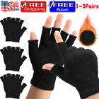 Thermal Knitted Fingerless Gloves Warm Winter Half Finger Gloves for Men Womens