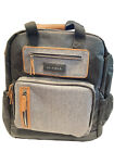 JJ Cole Popperton Boxy Backpack Diaper Bag black n tweed pattern w/2 bag hooks