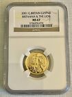 Great Britain 2001 Britannia 25 Pounds 1/4 oz Gold Coin NGC MS67 Sku# 2885