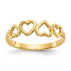 10K Yellow Gold Heart Ring for Womens 0.76g Size 7