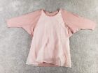 Lafayette 148 Women's 3/4 Sleeve Shirt Large Pink Cashmere Silk