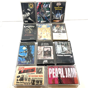 LOT of 11 HEAVY METAL Hard Rock Grunge CASSETTE TAPES MAIDEN KISS PEARL JAM