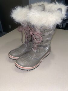 SOREL Women’s “Joan Of Arctic” Silver Leather Winter Boots Size 9