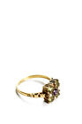 Designer Womens Victorian Gold Tone Amethyst Peridot Pearl Ring Size 8.25 3g
