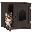 Wooden Cat Litter Box Enclosure Hidden Litter Box Furniture Cat House Brown
