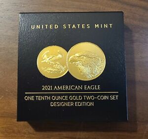 2021-W AMERICAN EAGLE 1/10 OZ  GOLD PROOF 2 COIN DESIGNER SET - IN HAND