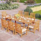 9 PCS Acacia Wood Patio Dining Set for 8 Expandable Teak Dining Table & Chairs
