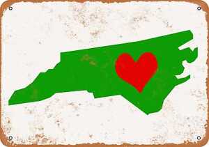 Metal Sign - Love Heart North Carolina - Vintage Look