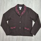 Vintage Pendleton Merino Wool Cardigan Sweater Womens Medium M Embroidered