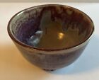 Unique Hand Thrown Pottery Bowl Studio Art Red Drip Glaze Two-Tone Artist Signed