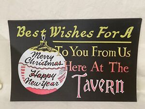 Vintage Merry Christmas Happy New Year Sign For Tavern