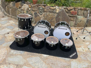 New ListingLudwig Black Cortex 70's 7pc Dbl Bass Concert Tom Drum Kit Set - 3 PLY W/RERINGS