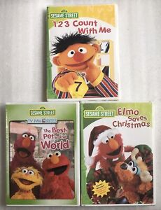Sesame Street Count w/ Me/ Best Pet in World/ Elmo Saves Christmas 3 DVD Lot NEW
