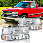 For 99-02 Chevy Silverado 00-06 Suburban Tahoe Headlights Assembly +Bumper Lamps (For: 2000 Chevrolet Silverado 1500)