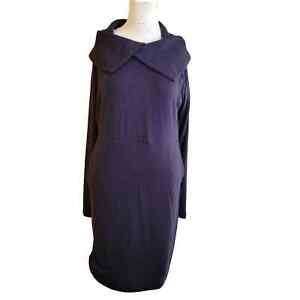Cabi size XS sweater dress women pullover cowl neck stretch pockets navy