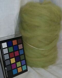 Romney wool roving pale green spinning felting fiber arts knit crochet