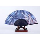Lovely Japanese Hand Held Silk Folding Fan with Bamboo and Floral Design
