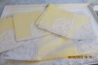 VINTAGE BELGIAN LACE/LINEN TABLE SET 13 PC. YELLOW NEW OLD STOCK