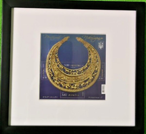 Rare Archeology Framed Stamp Pectoral Ancient Scythian King Gold Jewelry Ukraine