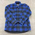 Levis Jacket Mens XL Blue Black Fleece Snap Button Up Shirt Plaid Sherpa Trucker