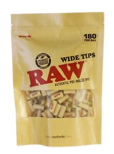 RAW Natural Unrefined Pre-Rolled WIDE Filter Tips - 1 bag of 180 tips