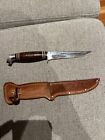 Vintage Tree Brand Boker USA #155 Fixed Blade Knife with Sheath ~ Wood Handle